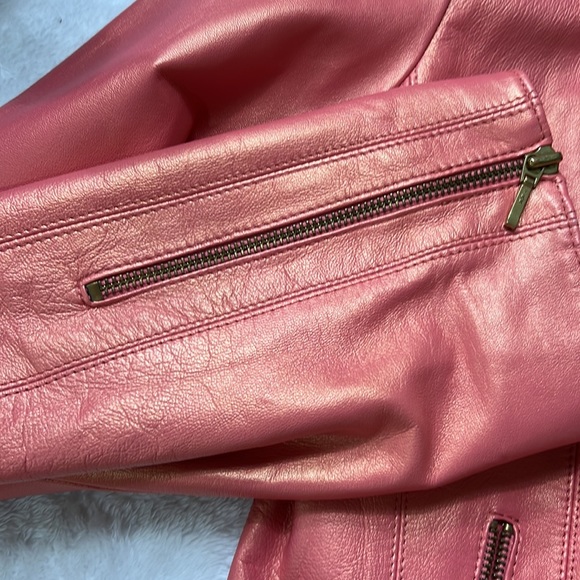 Cache peach pearl 100% leather jacket - Picture 5 of 12